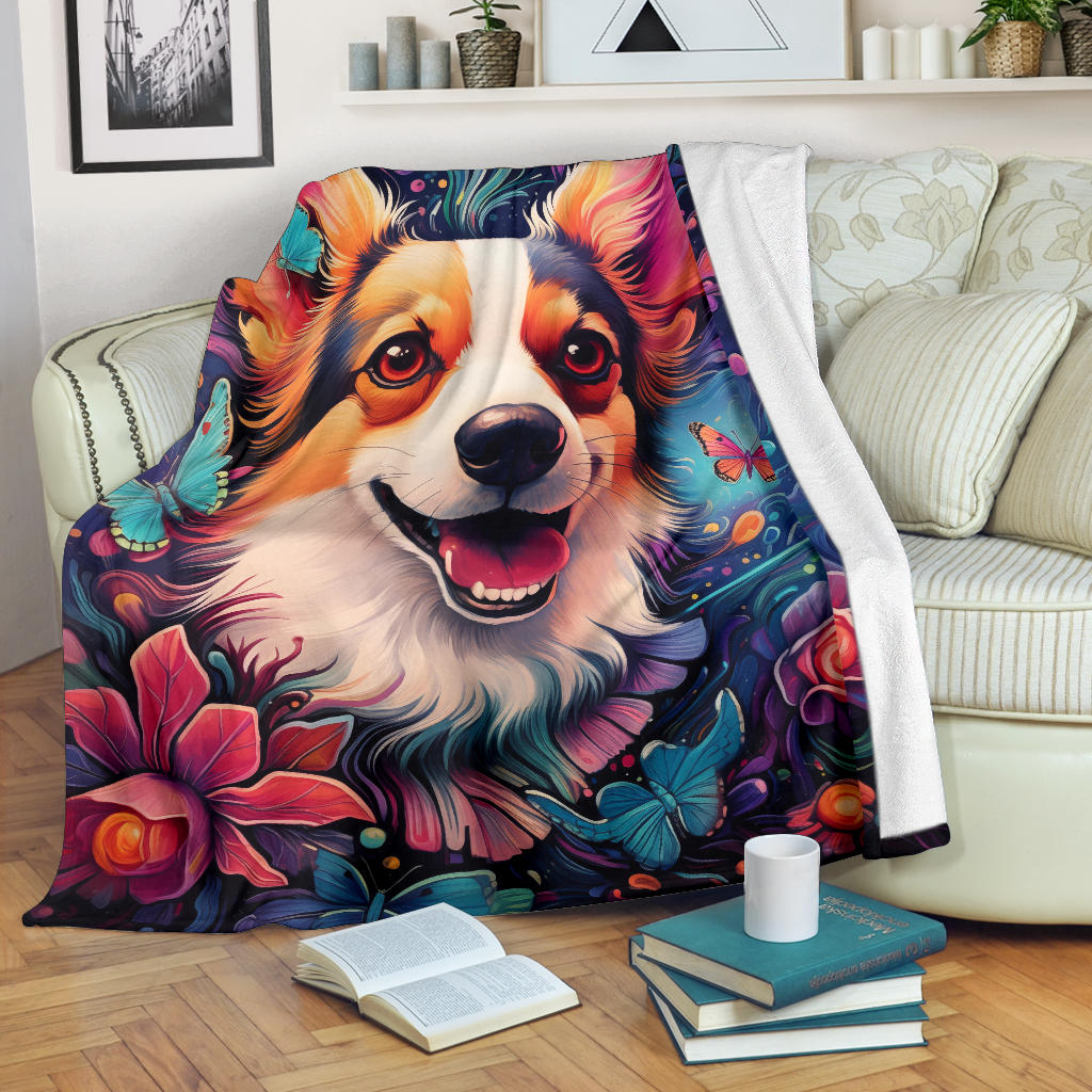 Pembroke Welsh Corgi Blanket, Trippy Psychedelics Pembroke Welsh Corgi Fleece Blanket, Pembroke Welsh Corgi Throw Blanket, Pembroke Welsh Corgi Gifts