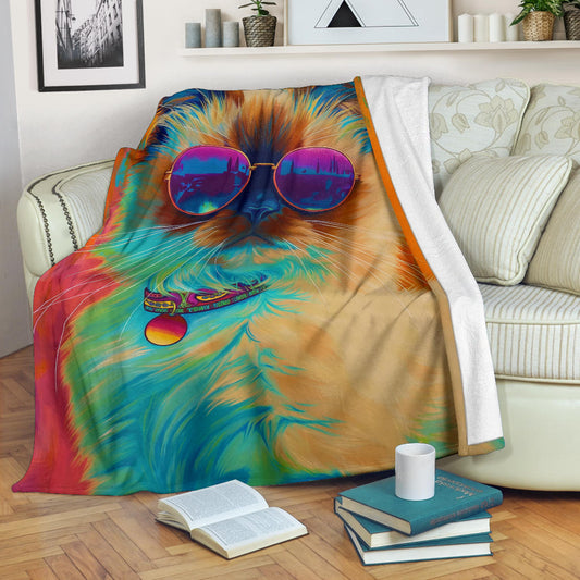 Birman cat Blanket, Trippy Psychedelics Birman cat Fleece Blanket, Birman cat Throw Blanket, Birman cat Gifts