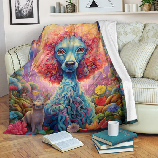 Trippy Psychedelics Poodle Blanket, Poodle Throw Blanket, Poodle Fleece Blanket, Poodle Gifts