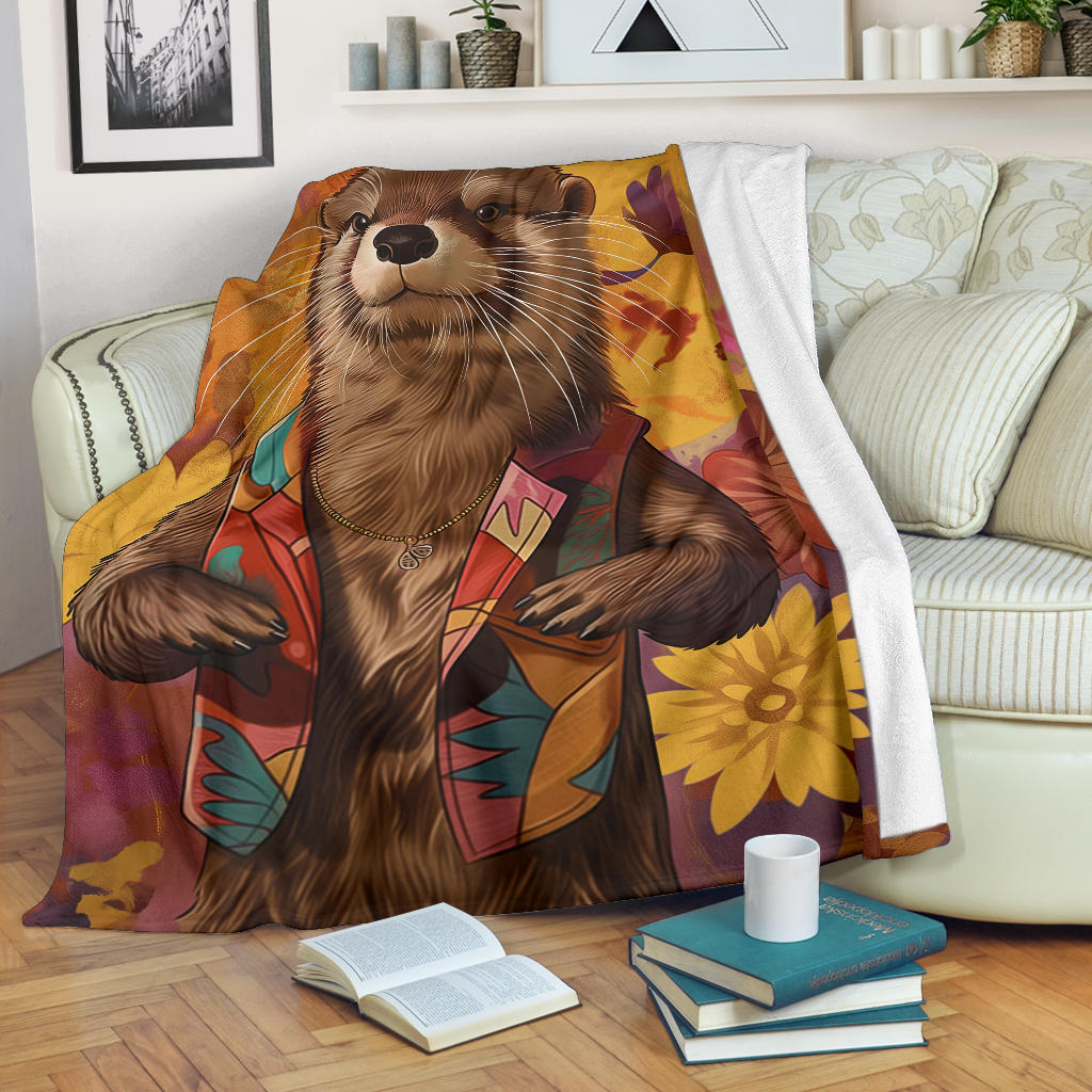 Otter Blanket, Trippy Psychedelics Otter Fleece Blanket, Otter Throw Blanket, Otter Gifts