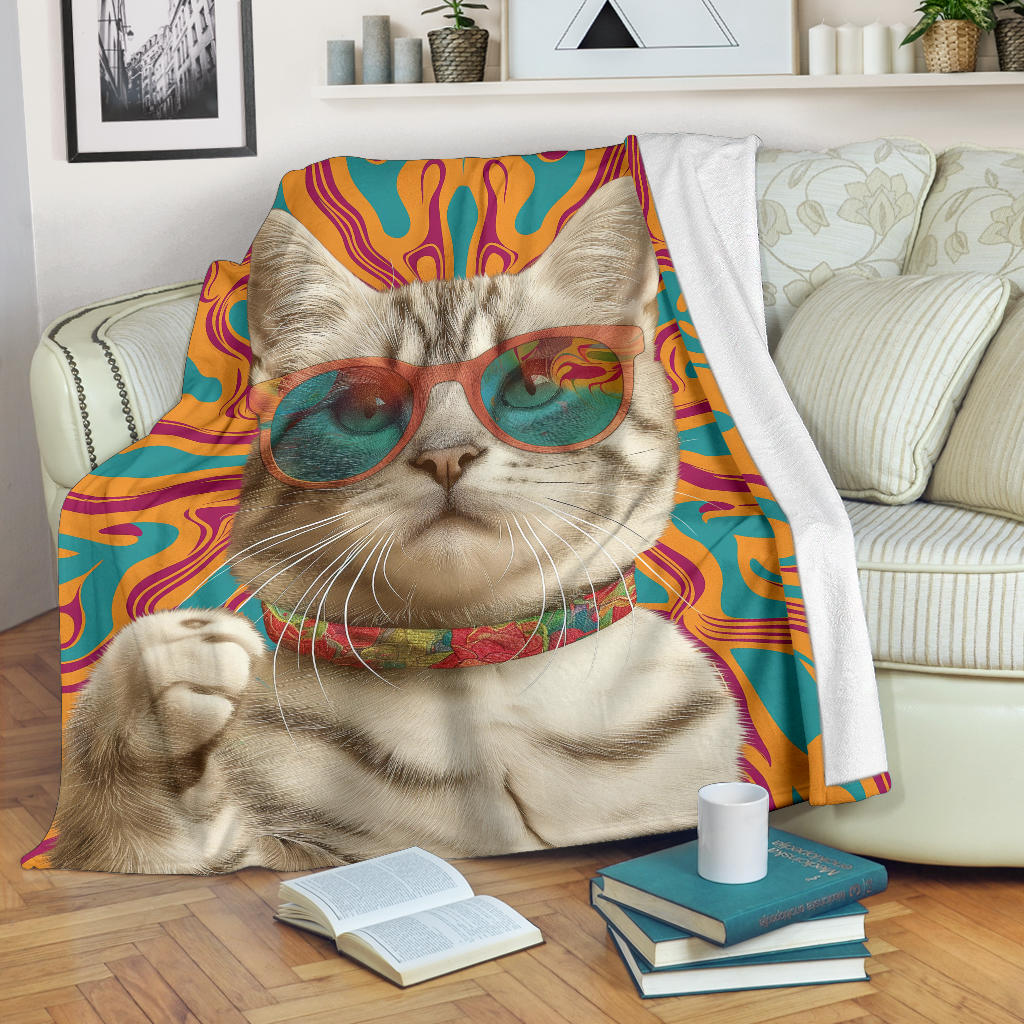 American Shorthair cat Blanket, Trippy Psychedelics American Shorthair cat Fleece Blanket, American Shorthair cat Throw Blanket, American Shorthair cat Gifts