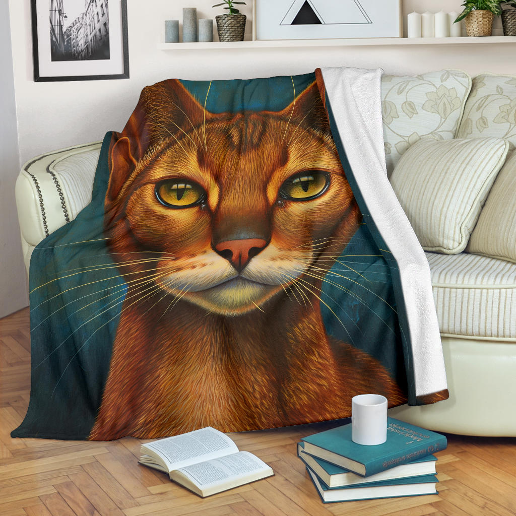 Abyssinian cat Blanket, Trippy Psychedelics Abyssinian cat Fleece Blanket, Abyssinian cat Throw Blanket, Abyssinian cat Gifts