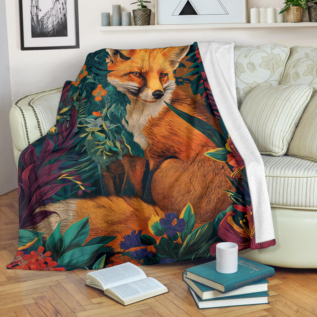 Fox Blanket, Trippy Psychedelics Fox Fleece Blanket, Fox Throw Blanket, Fox Gifts