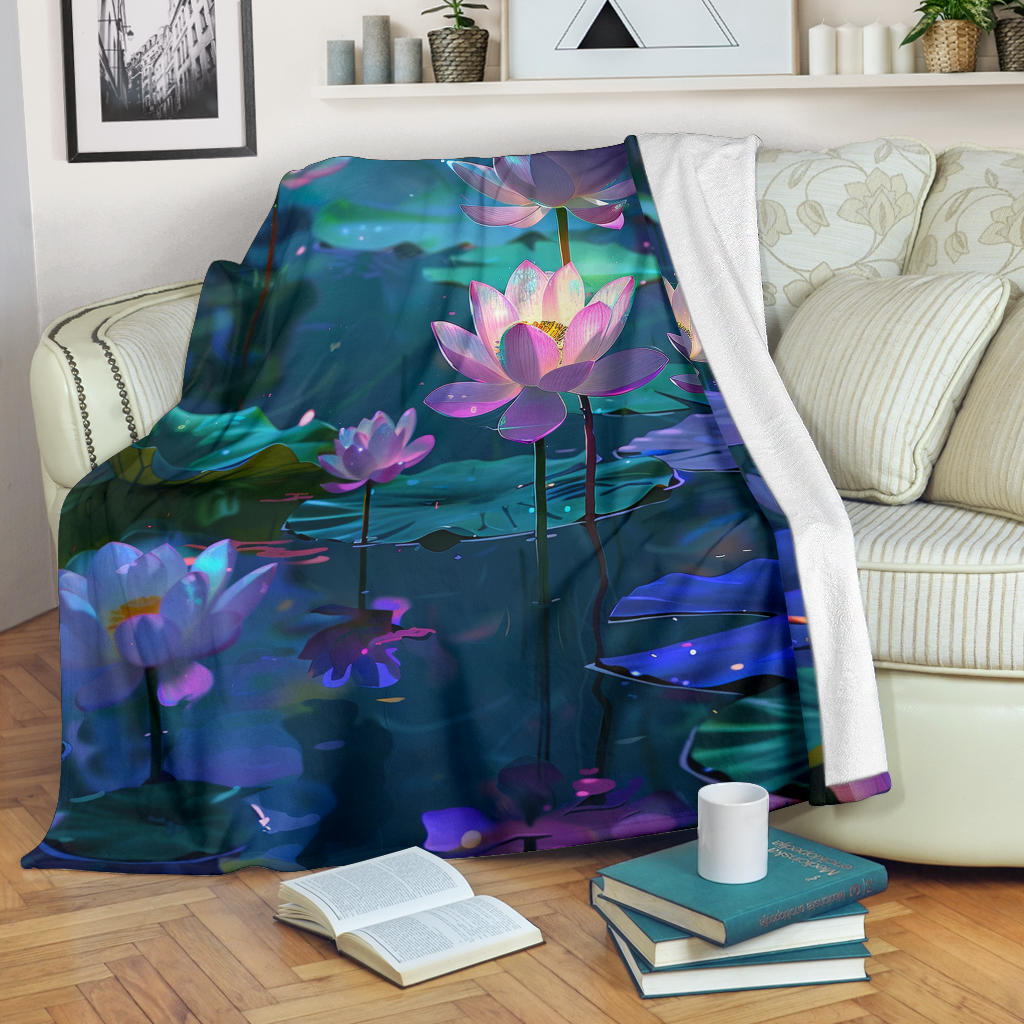 Luminous Lotus Blanket, Luminous Lotus Estetic Blanket, Luminous Lotus Blanket Gift, Blanket