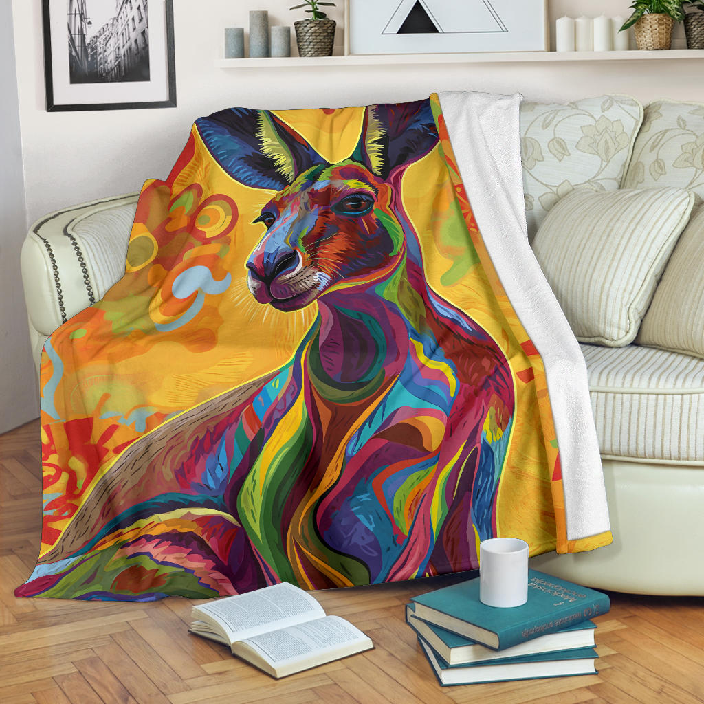 Kangaroo Blanket, Trippy Psychedelics Kangaroo Fleece Blanket, Kangaroo Throw Blanket, Kangaroo Gifts