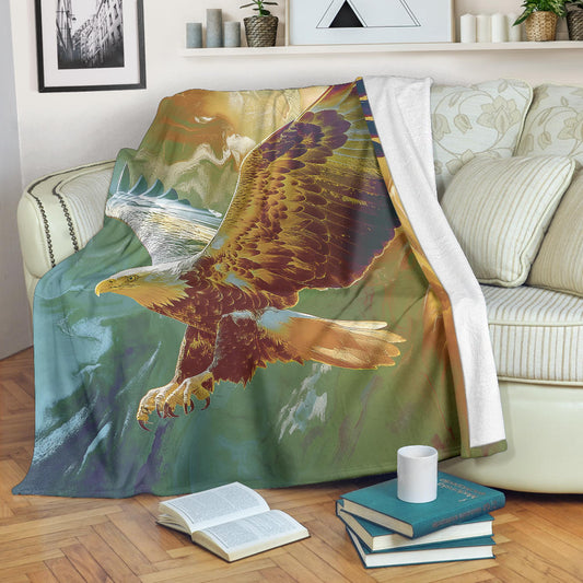 Eagle Blanket, Trippy Psychedelics Eagle Fleece Blanket, Eagle Throw Blanket, Eagle Gifts