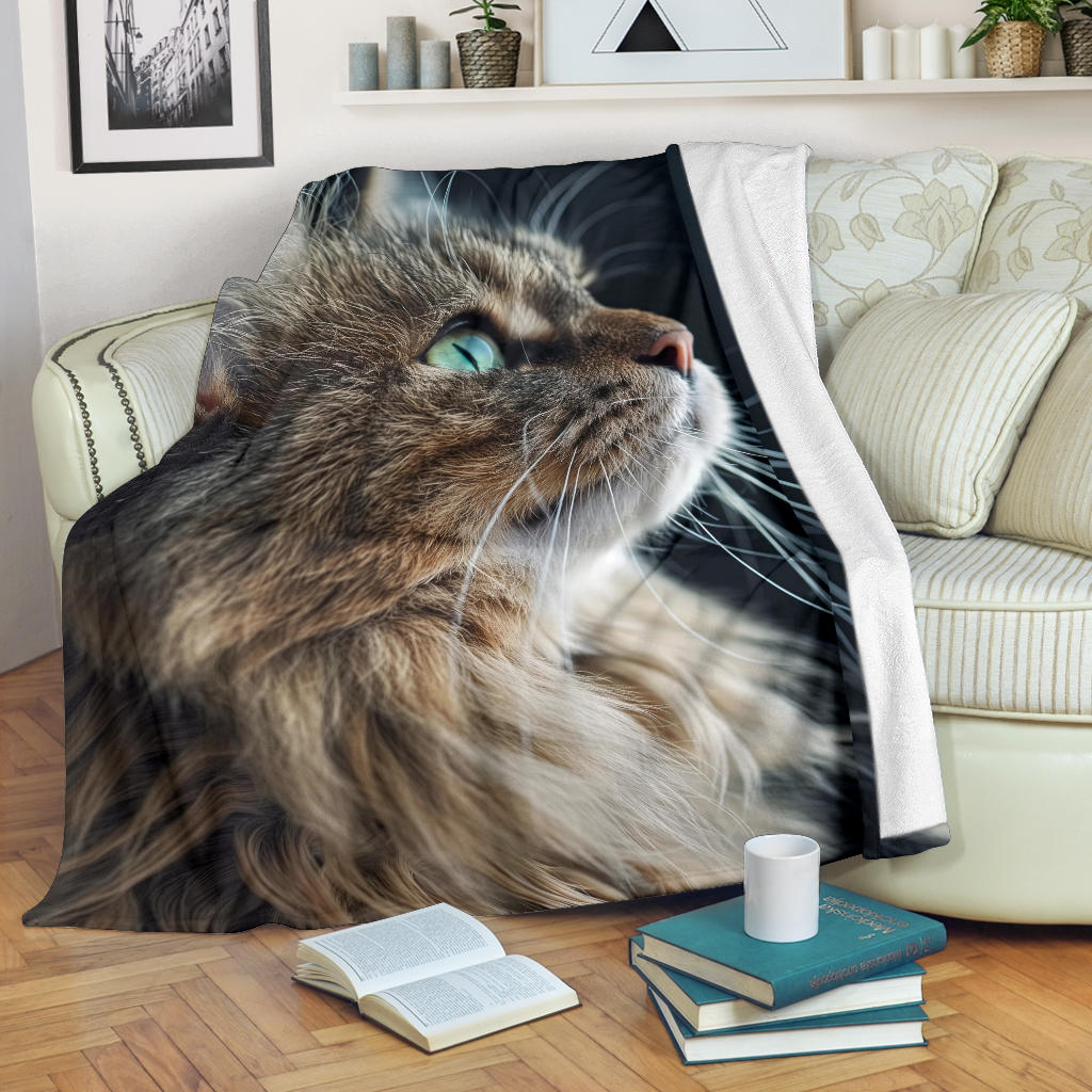 Norwegian Forest Cat Blanket, Trippy Psychedelics Norwegian Forest Cat Fleece Blanket, Norwegian Forest Cat Throw Blanket, Norwegian Forest Cat Gifts