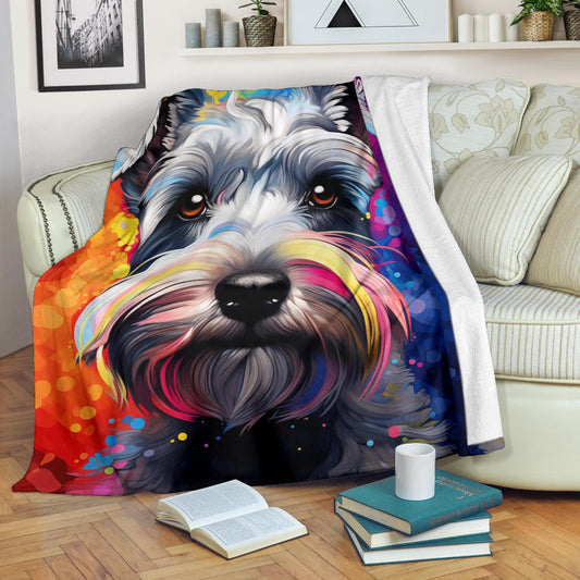 Miniature Schnauzer Blanket, Miniature Schnauzer Dog Trippy Psychedelics Blanket, Miniature Schnauzer Gifts, Miniature Schnauzer Throw Blanket