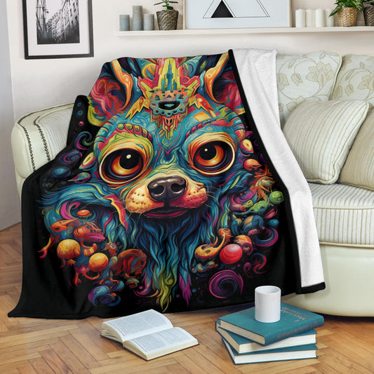 Trippy Psychedelics Chihuahua Blanket, Chihuahua Throw Blanket, Chihuahua Fleece Blanket, Chihuahua Gifts