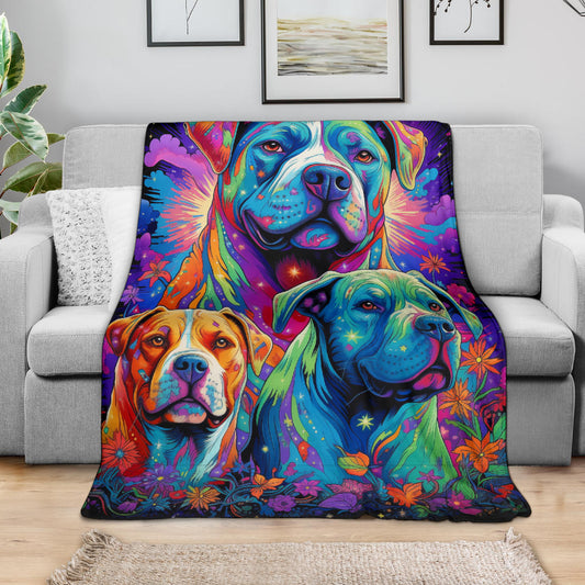 American Bulldog Blanket, Trippy Psychedelics American Bulldog Fleece Blanket, American Bulldog Throw Blanket, American Bulldog Gifts