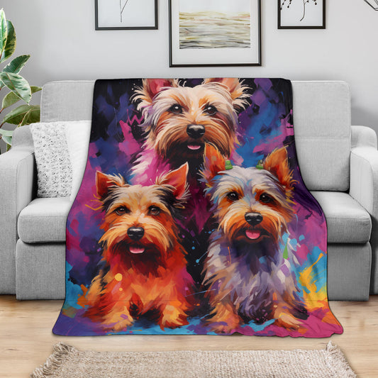 Australian Terrier Blanket, Trippy Psychedelics Australian Terrier Fleece Blanket, Australian Terrier Throw Blanket, Australian Terrier Gifts