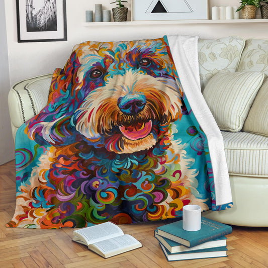 Lagotto Romagnolo Dog Blanket, Trippy Psychedelics Lagotto Romagnolo Dog Fleece Blanket, Lagotto Romagnolo Dog Throw Blanket, Lagotto Romagnolo Dog Gifts