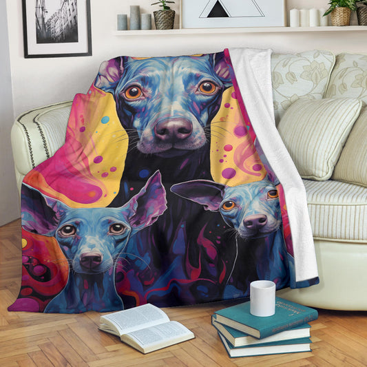 American Hairless Terrier Blanket, Trippy Psychedelics American Hairless Terrier Fleece Blanket, American Hairless Terrier Throw Blanket, American Hairless Terrier Gifts