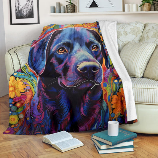 Trippy Psychedelics Labrador Retriever Blanket, Labrador Retriever Throw Blanket, Labrador Retriever Fleece Blanket, Labrador Retriever Gift