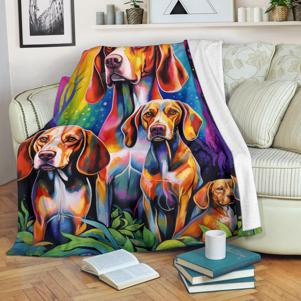 Treeing Walker Coonhound Blanket, Trippy Psychedelics Treeing Walker Coonhound Fleece Blanket, Treeing Walker Coonhound Throw Blanket, Treeing Walker Coonhound Gifts