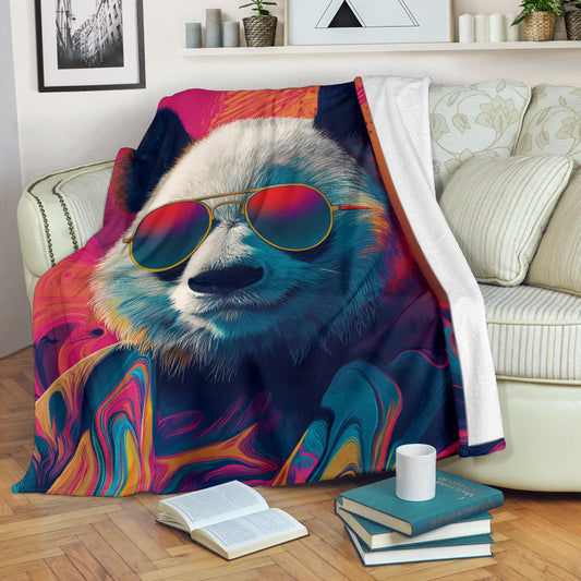 Panda Blanket, Trippy Psychedelics Panda Fleece Blanket, Panda Throw Blanket, Panda Gifts