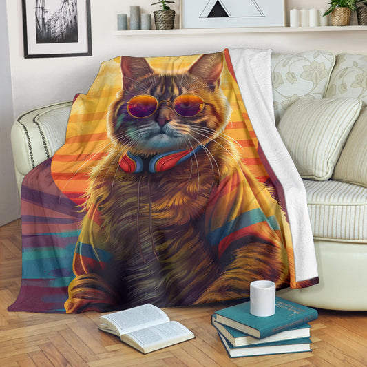 American Curl cat Blanket, Trippy Psychedelics American Curl cat Fleece Blanket, American Curl cat Throw Blanket, American Curl cat Gifts