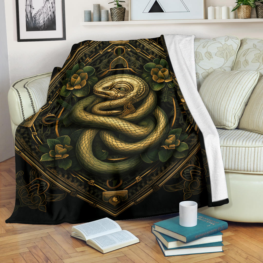 Snake Mandala Blanket, Snake Fleece Blanket, Snake Gifts, Snake Skull Blanket