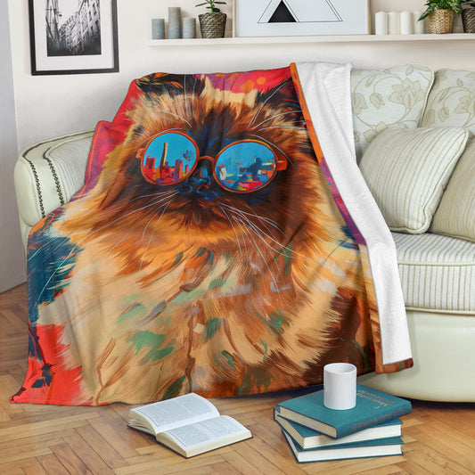 Himalayan cat Blanket, Trippy Psychedelics Himalayan cat Fleece Blanket, Himalayan cat Throw Blanket, Himalayan cat Gifts