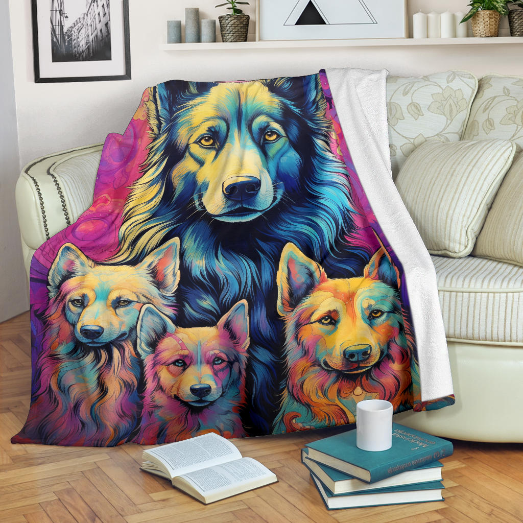 Belgian Tervuren Blanket, Trippy Psychedelics Belgian Tervuren Fleece Blanket, Belgian Tervuren Throw Blanket, Belgian Tervuren Gifts