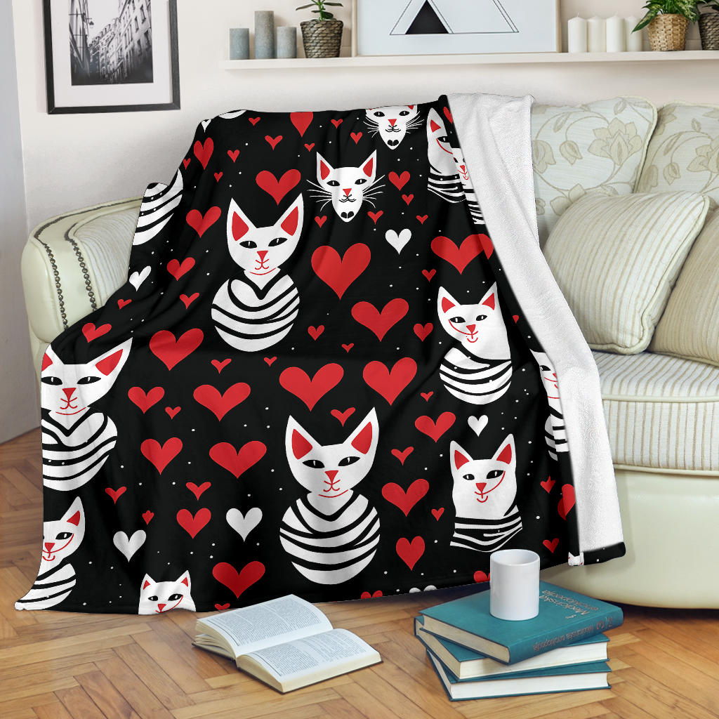 Sphynx Cat Hearts Blanket