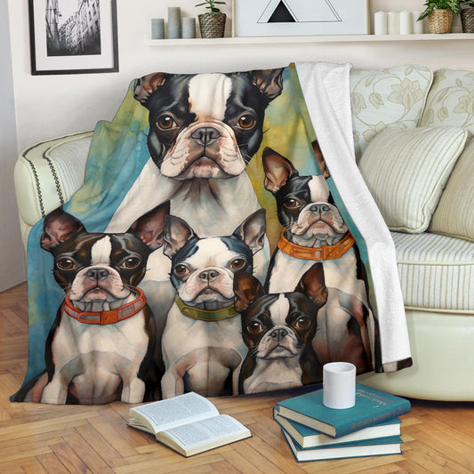 Boston Terrier Family Blanket, Boston Terrier Blanket, Boston Terrier Throw Blanket, Boston Terrier, Boston Terrier Gifts