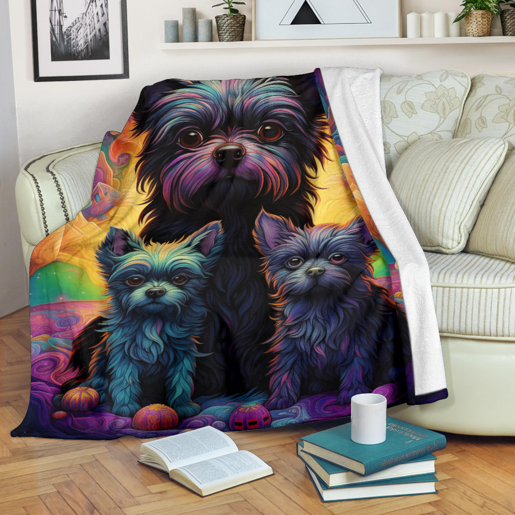 Affenpinscher Blanket, Trippy Psychedelics Affenpinscher Fleece Blanket, Affenpinscher Throw Blanket, Affenpinscher Gifts