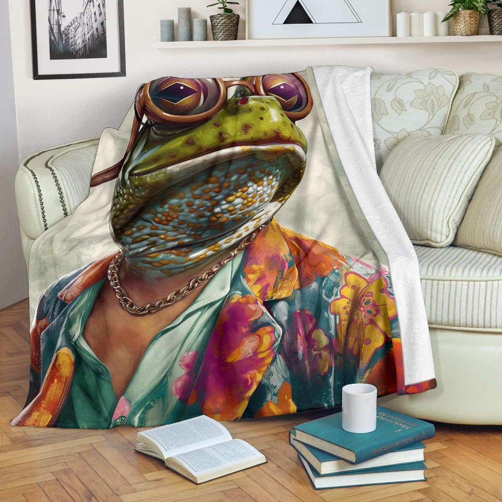 Frog Blanket, Trippy Psychedelics Frog Fleece Blanket, Frog Throw Blanket, Frog Gifts