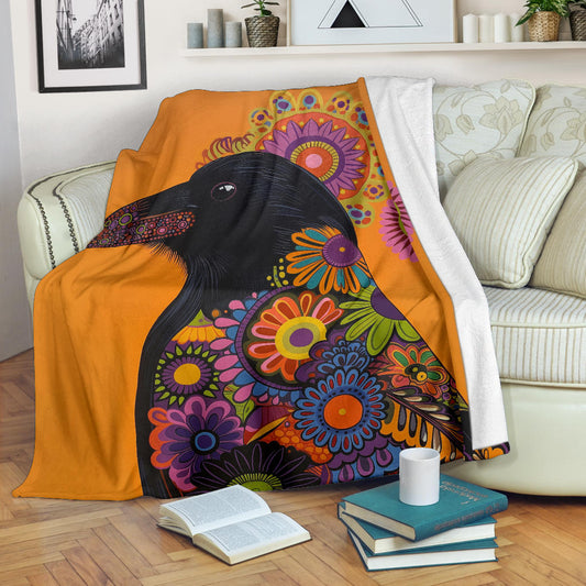 Crow bird Blanket, Trippy Psychedelics Crow bird Fleece Blanket, Crow bird Throw Blanket, Crow bird Gifts