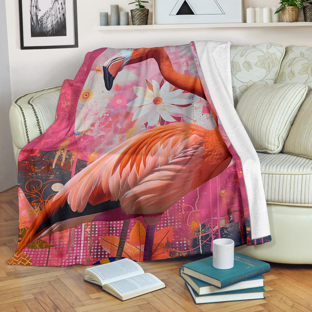 Flamingo Blanket, Trippy Psychedelics Flamingo Fleece Blanket, Flamingo Throw Blanket, Flamingo Gifts