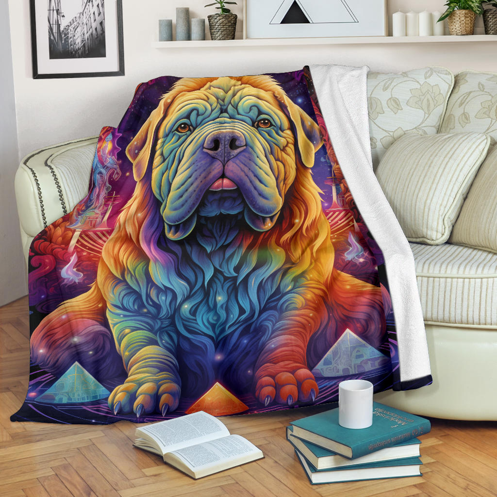 Chinese Shar-Pei Blanket, Trippy Psychedelics Chinese Shar-Pei Fleece Blanket, Chinese Shar-Pei Throw Blanket, Chinese Shar-Pei Gifts