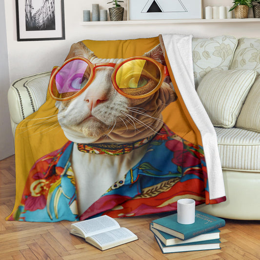 Devon Rex cat Blanket, Trippy Psychedelics Devon Rex cat Fleece Blanket, Devon Rex cat Throw Blanket, Devon Rex cat Gifts