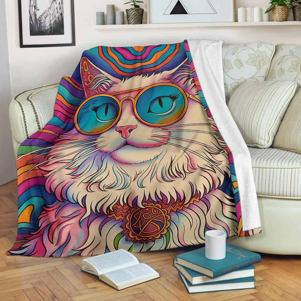 Ragdoll Cat Blanket, Trippy Psychedelics Ragdoll Cat Fleece Blanket, Ragdoll Cat Throw Blanket, Ragdoll Cat Gifts