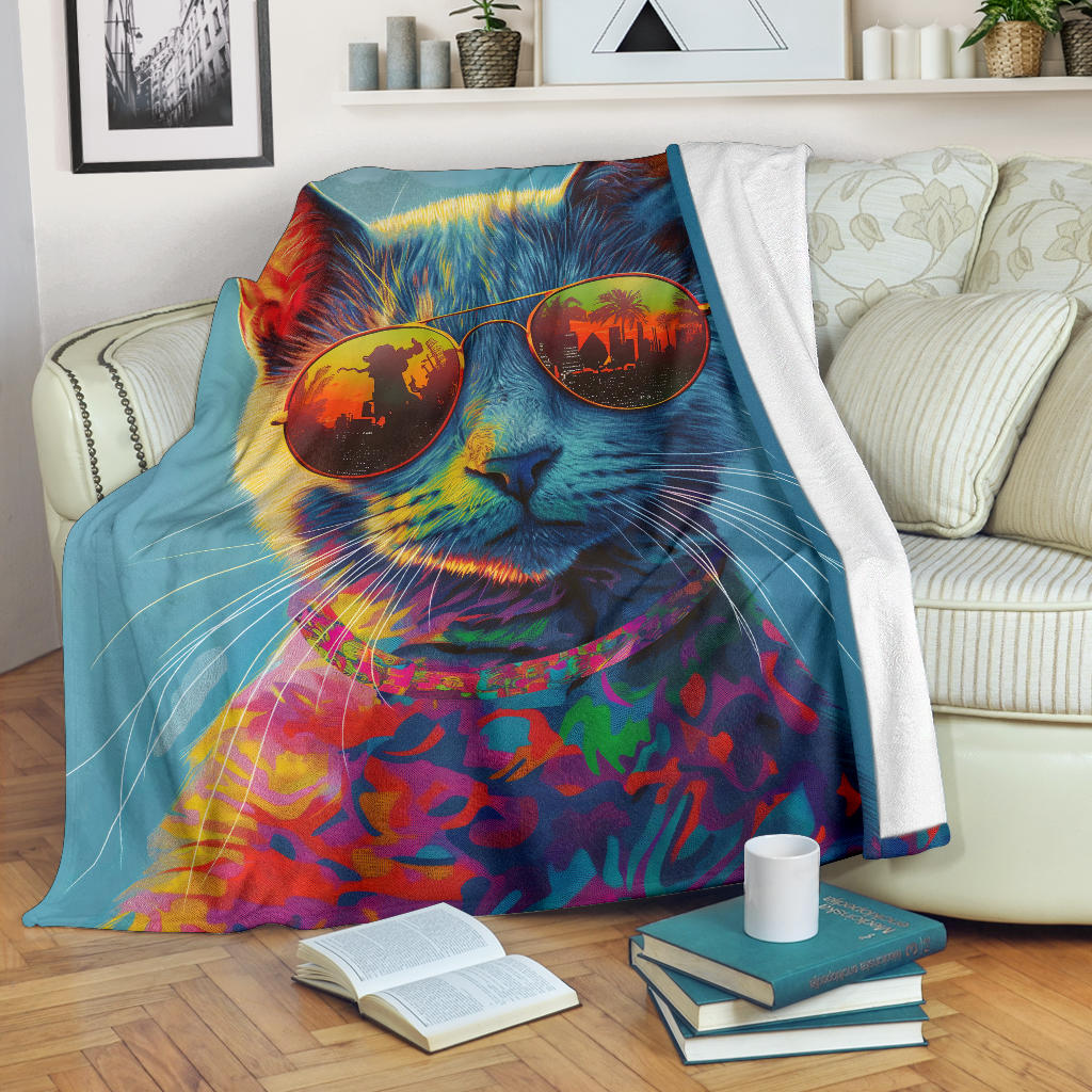 Korat cat Blanket, Trippy Psychedelics Korat cat Fleece Blanket, Korat cat Throw Blanket, Korat cat Gifts