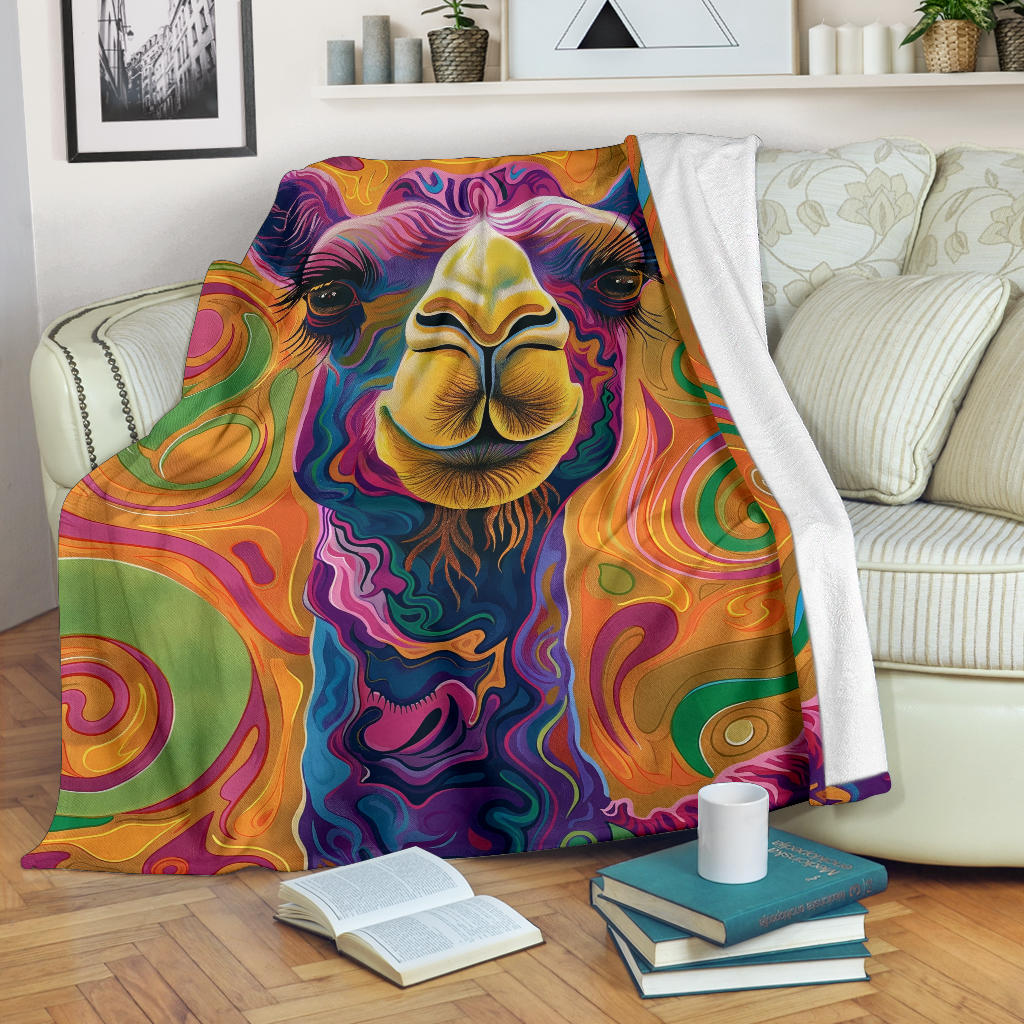 Camel Blanket, Trippy Psychedelics Camel Fleece Blanket, Camel Throw Blanket, Camel Gifts