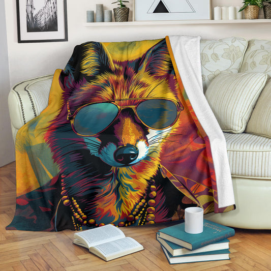 Jackal animal Blanket, Trippy Psychedelics Jackal animal Fleece Blanket, Jackal animal Throw Blanket, Jackal animal Gifts