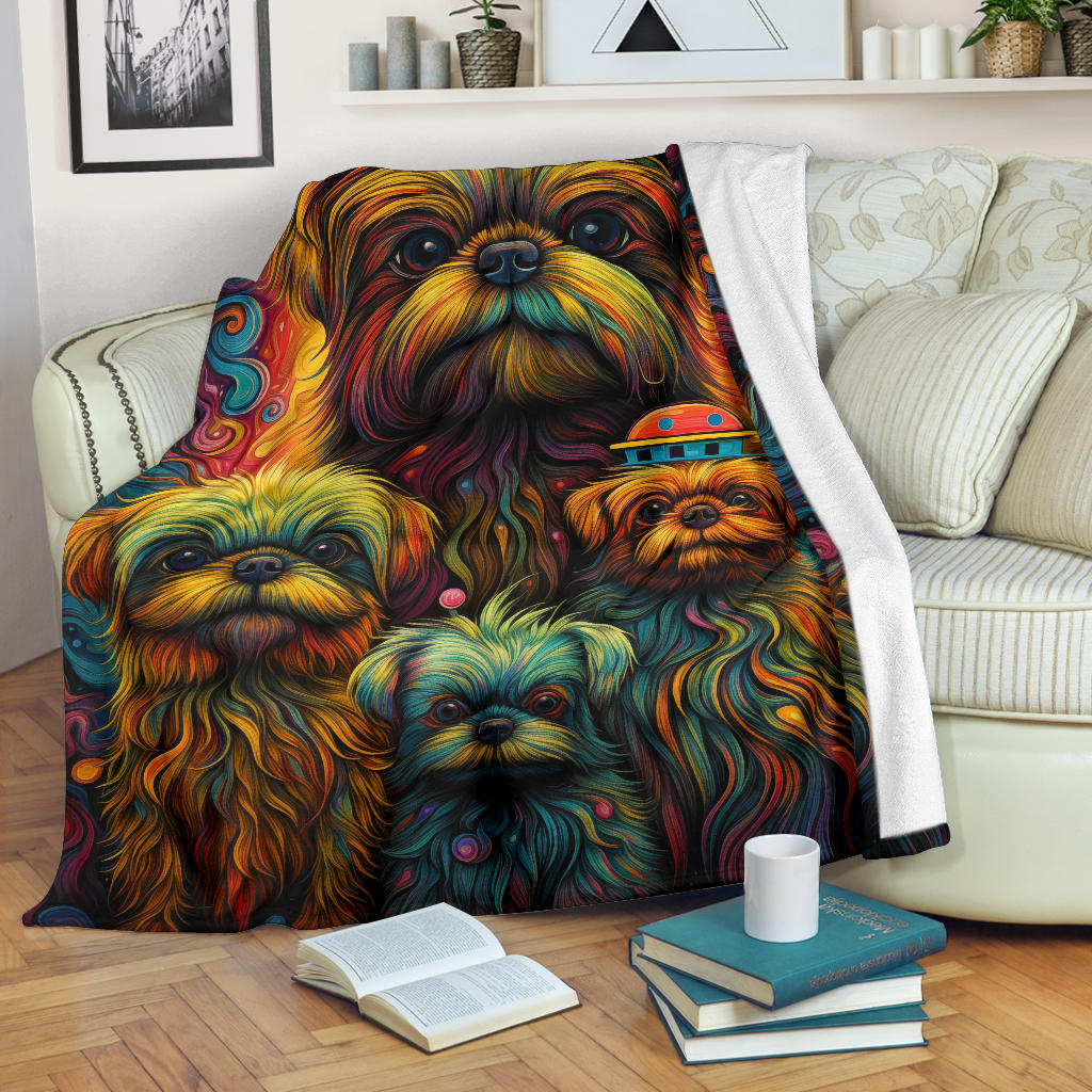 Brussels Griffon Blanket, Trippy Psychedelics Brussels Griffon Fleece Blanket, Brussels Griffon Throw Blanket, Brussels Griffon Gifts