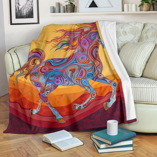 Horse Blanket, Trippy Psychedelics Horse Fleece Blanket, Horse Throw Blanket, Horse Gifts