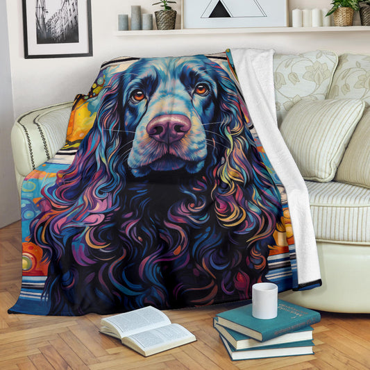 Cocker Spaniel Blanket, Cocker Spaniel Trippy Psychedelics Blanket, Cocker Spaniel Gifts, Cocker Spaniel Throw Blanket