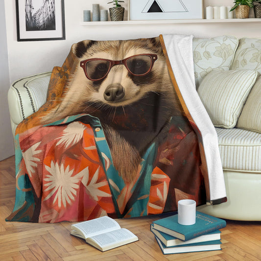 Badger Blanket, Trippy Psychedelics Badger Fleece Blanket, Badger Throw Blanket, Badger Gifts