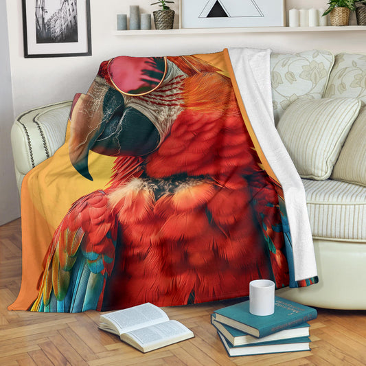 Parrot Blanket, Trippy Psychedelics Parrot Fleece Blanket, Parrot Throw Blanket, Parrot Gifts