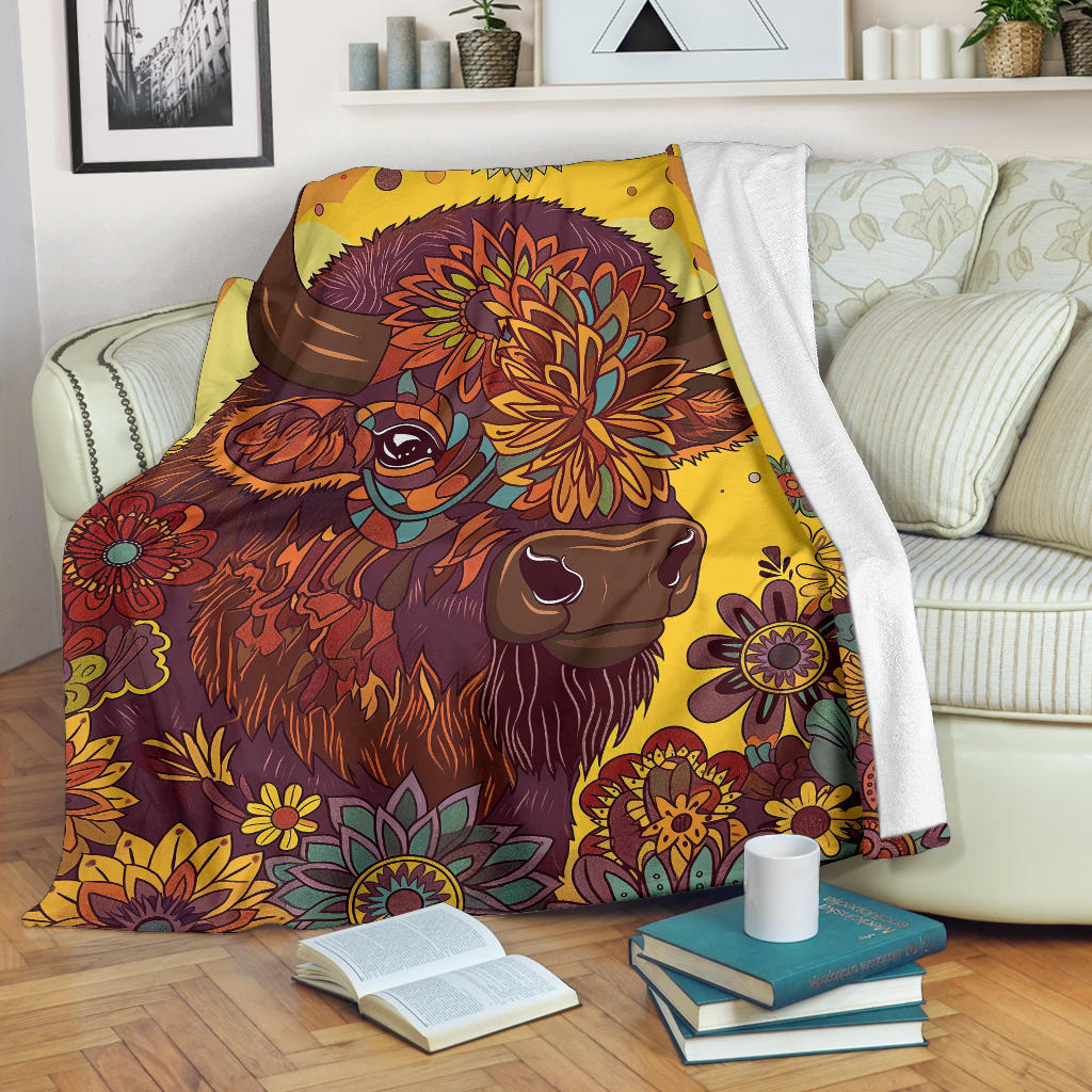 Bison Blanket, Trippy Psychedelics Bison Fleece Blanket, Bison Throw Blanket, Bison Gifts