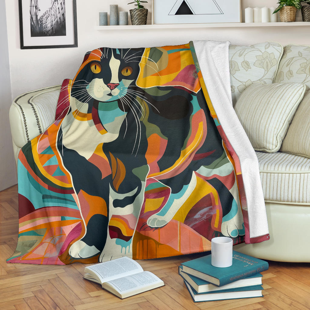 Japanese Bobtail cat Blanket, Trippy Psychedelics Japanese Bobtail cat Fleece Blanket, Japanese Bobtail cat Throw Blanket, Japanese Bobtail cat Gifts