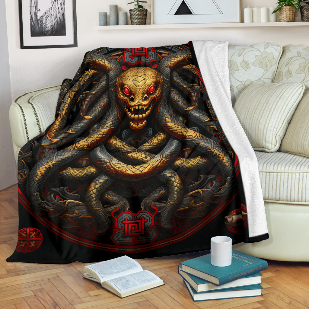 Snake Mandala Blanket, Snake Fleece Blanket, Snake Gifts, Snake Skull Blanket