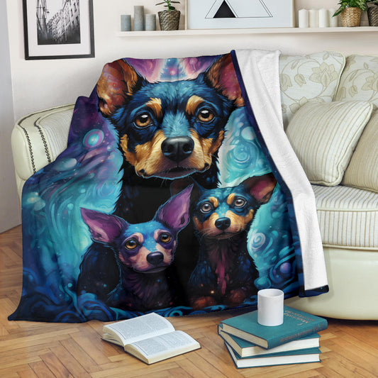 Rat Terrier Blanket, Trippy Psychedelics Rat Terrier Fleece Blanket, Rat Terrier Throw Blanket, Rat Terrier Gifts