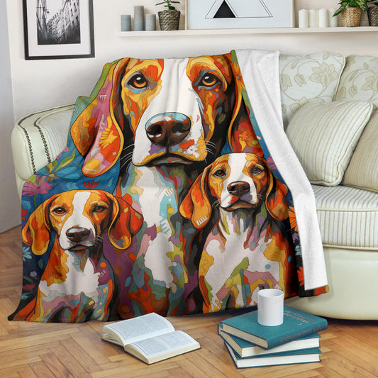 English Foxhound Blanket, Trippy Psychedelics English Foxhound Fleece Blanket, English Foxhound Throw Blanket, English Foxhound Gifts