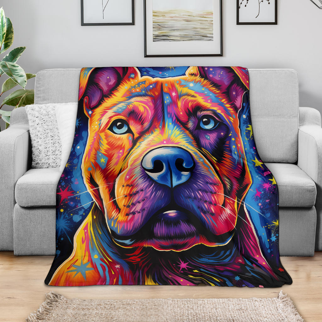 American Staffordshire Terrier Blanket, Trippy Psychedelics American Staffordshire Terrier Fleece Blanket, American Staffordshire Terrier Throw Blanket, American Staffordshire Terrier Gifts