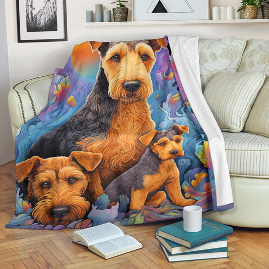 Welsh Terrier Blanket, Trippy Psychedelics Welsh Terrier Fleece Blanket, Welsh Terrier Throw Blanket, Welsh Terrier Gifts