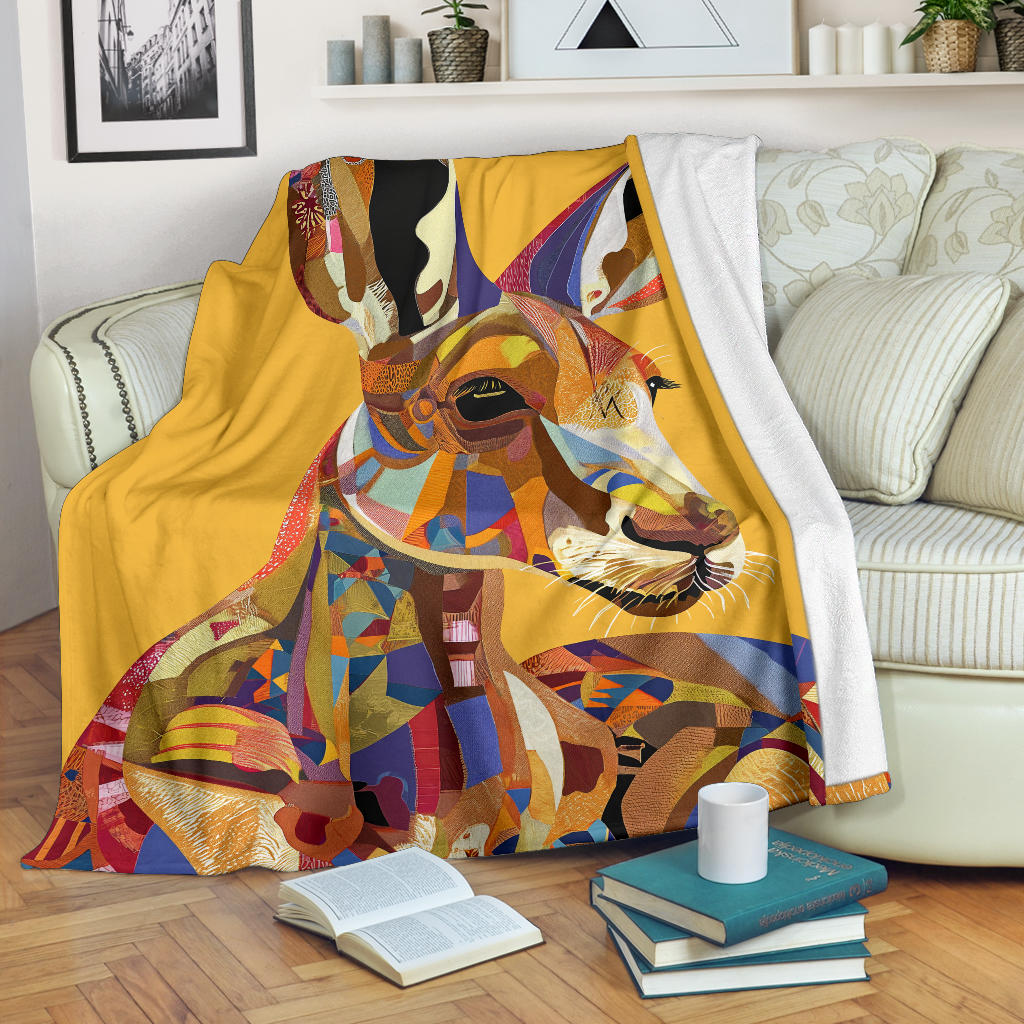 Kangaroo Blanket, Trippy Psychedelics Kangaroo Fleece Blanket, Kangaroo Throw Blanket, Kangaroo Gifts