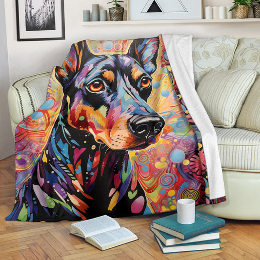 Trippy Psychedelics Doberman Pinscher Blanket, Doberman Pinscher Throw Blanket, Doberman Pinscher Fleece Blanket, Doberman Pinscher Gifts